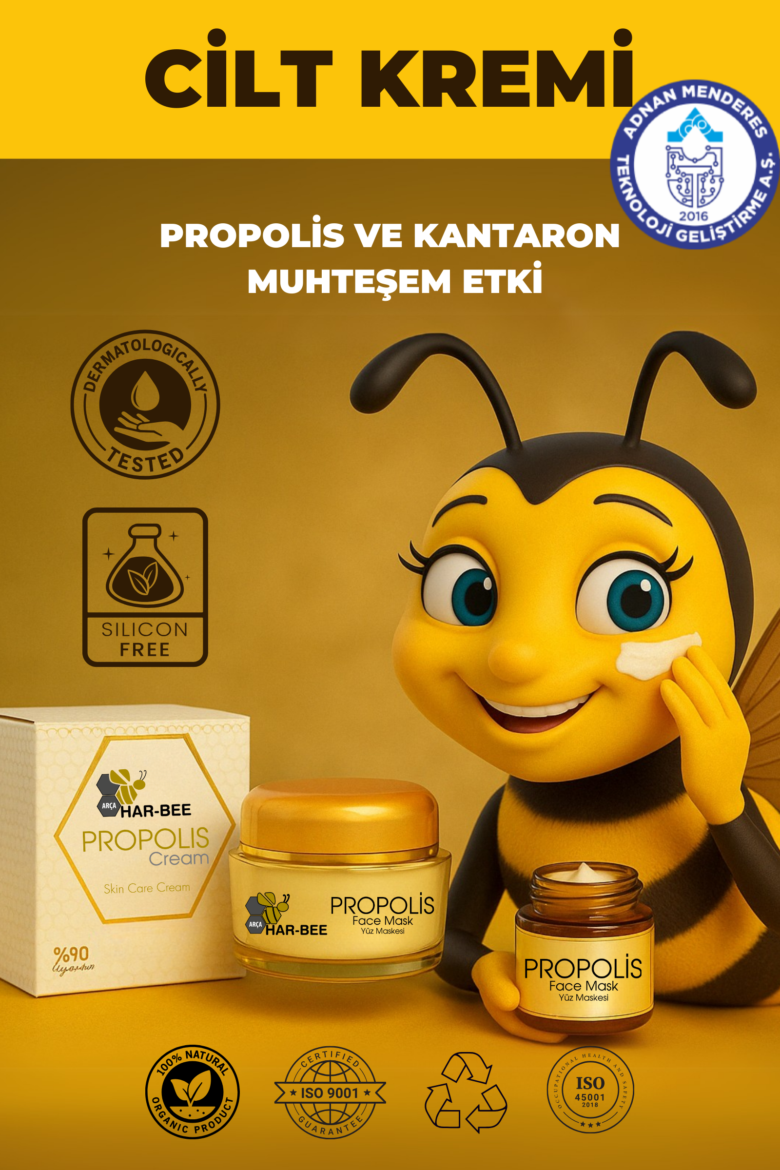 Propolis Cilt Bakım Kremi - Zeytinyağı Kantaron Bal Nemlendirici Sıkılaştırıcı - Harbee