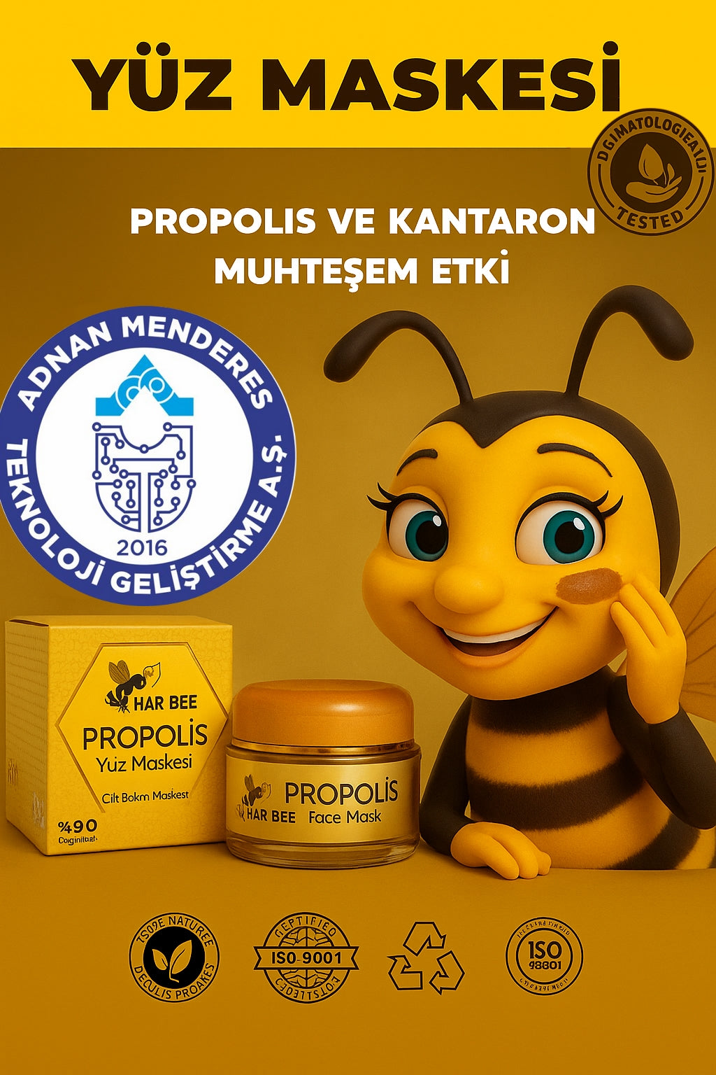 Harbee Propolisli Yüz Maskesi - Arındırıcı, Onarıcı  ve Canlandırıcı Doğal Cilt Bakımı 50ml