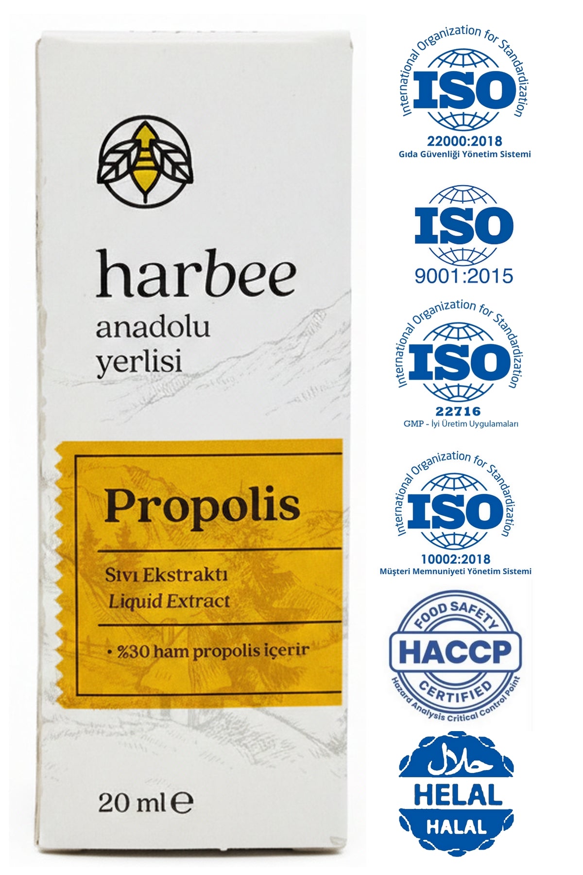 Harbee Saf Ham Propolis %30 Yoğun Damla - Doğal Arı Ürünü - Bağışıklık Destekleyici Gıda 20ml