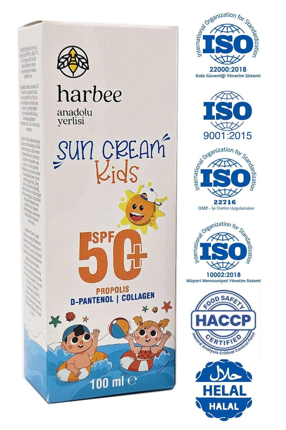 Harbee Sun Cream Kids - Çocuklar İçin Yüksek Korumalı Doğal Propolisli SPF50+ Güneş Kremi 100 ml