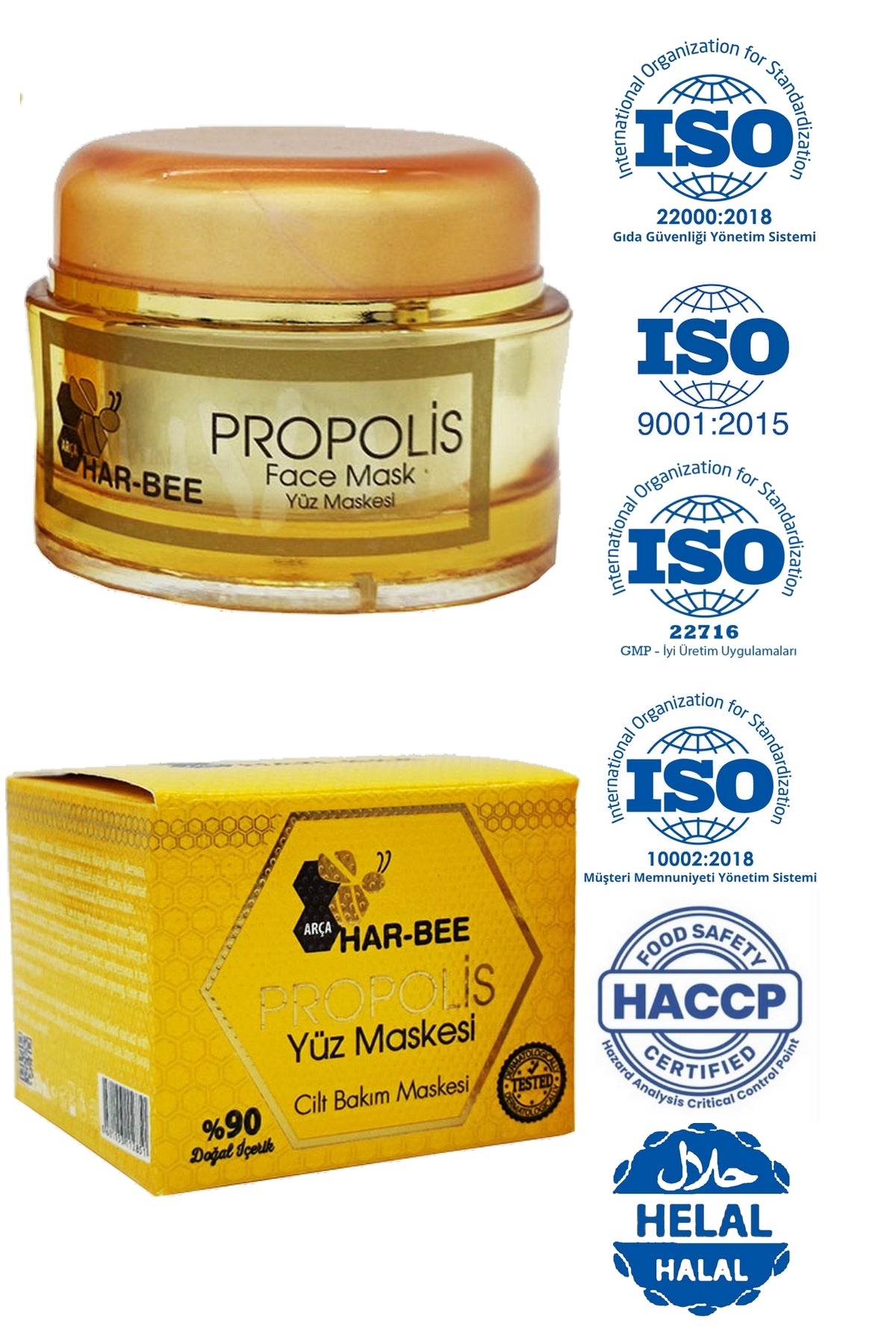 Harbee Propolisli Yüz Maskesi - Arındırıcı, Onarıcı  ve Canlandırıcı Doğal Cilt Bakımı 50ml
