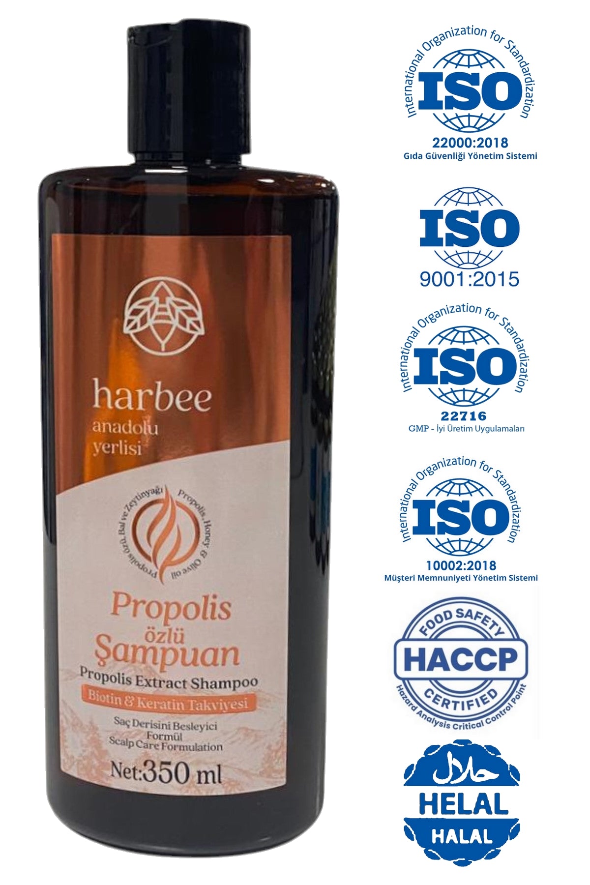 Harbee Propolisli Şampuan - Besleyici Onarıcı Canlandırıcı Doğal 350ml