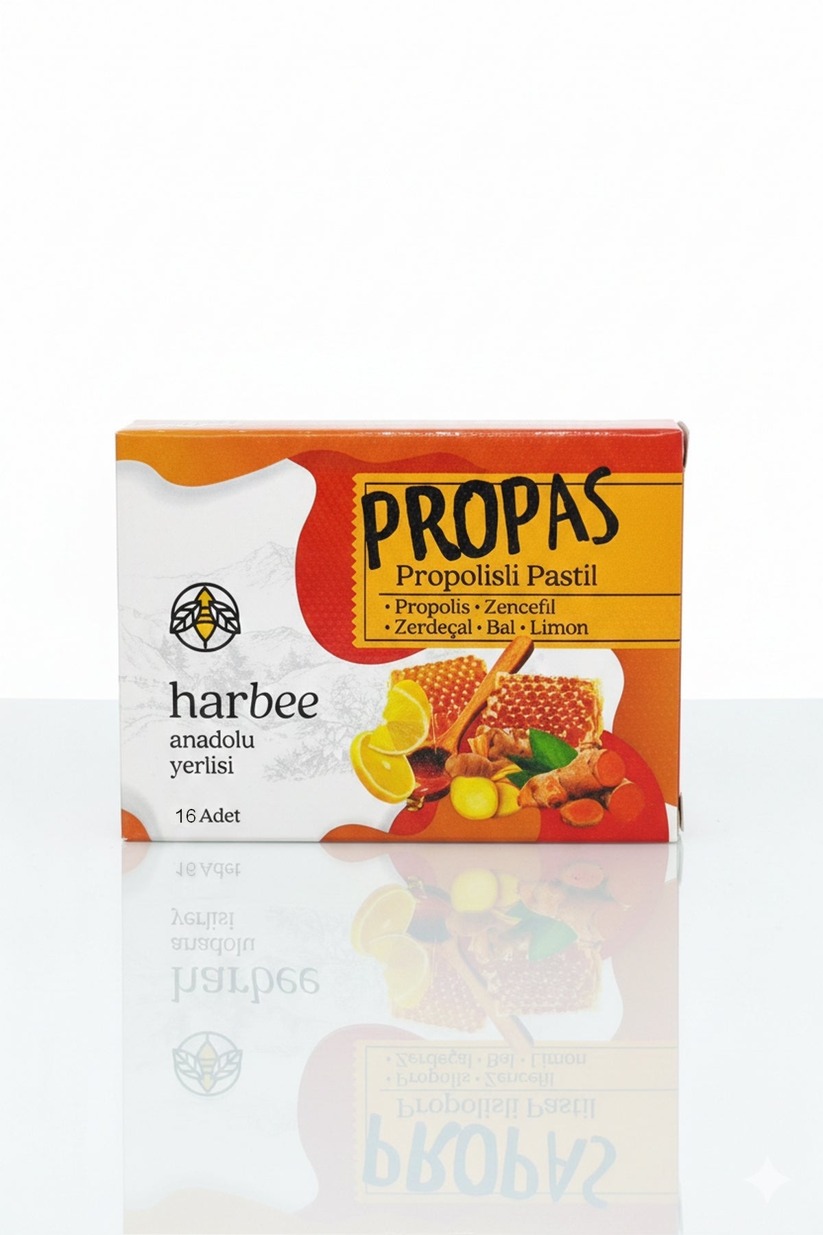 Harbee Propas Propolis Zencefil Bal Limon Zerdeçal Takviyeli Pastil - 16'lı Paket Bitkisel Destekli