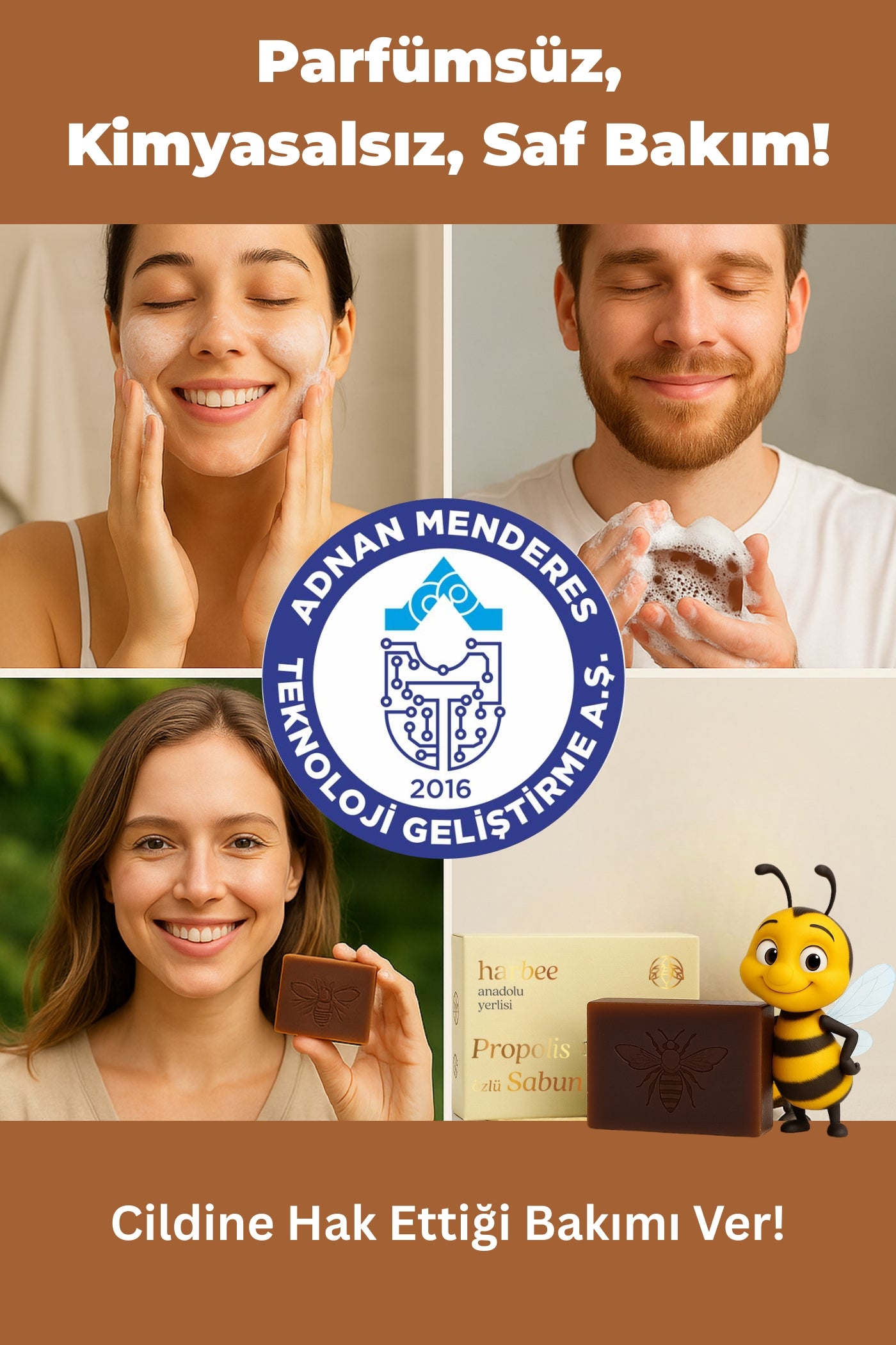 Harbee Propolis Özlü Doğal Sabun - Gözenek Sıkılaştırıcı Onarıcı El Yüz ve Cilt Bakımı Saf 100 gr