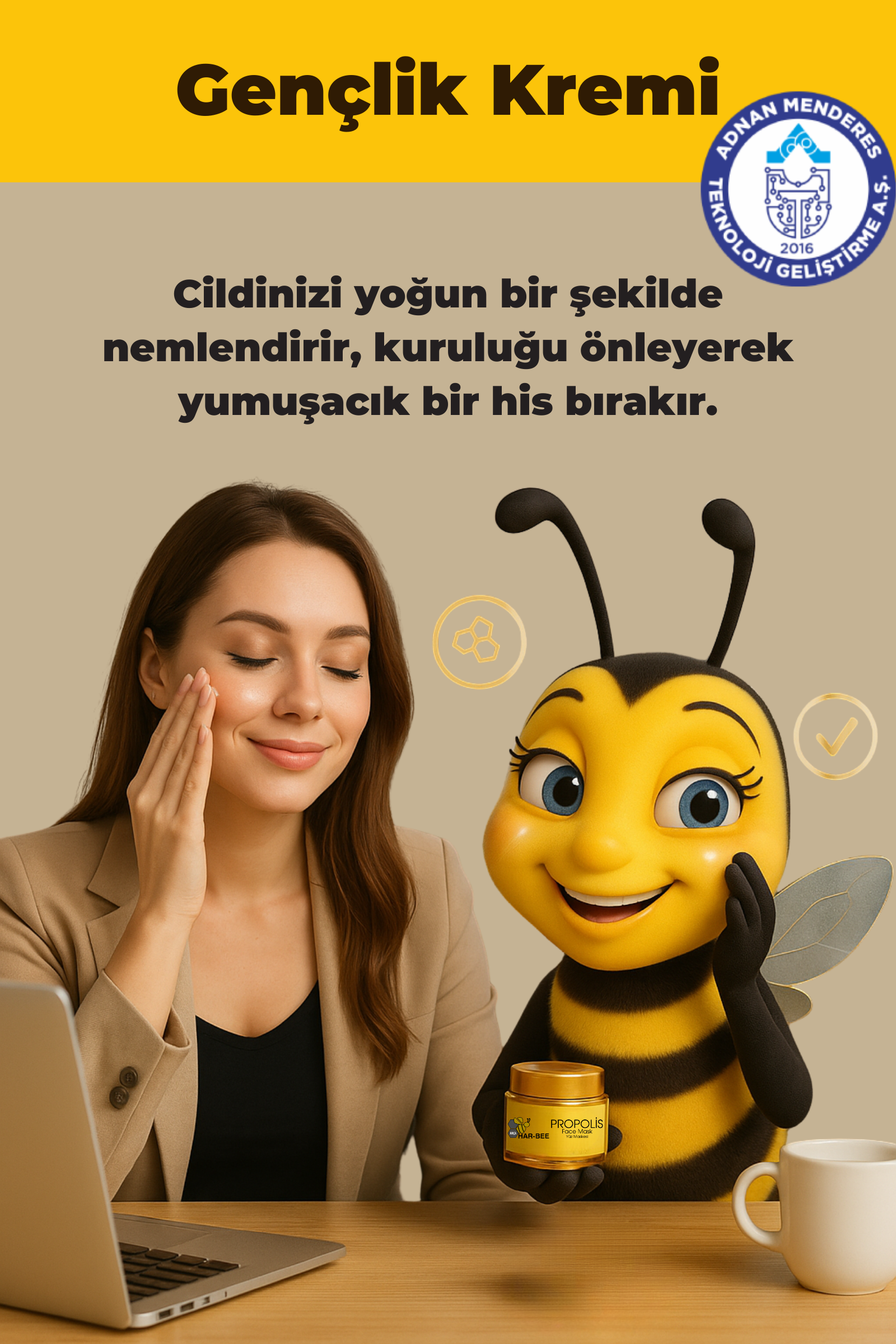 Propolis Cilt Bakım Kremi - Zeytinyağı Kantaron Bal Nemlendirici Sıkılaştırıcı - Harbee