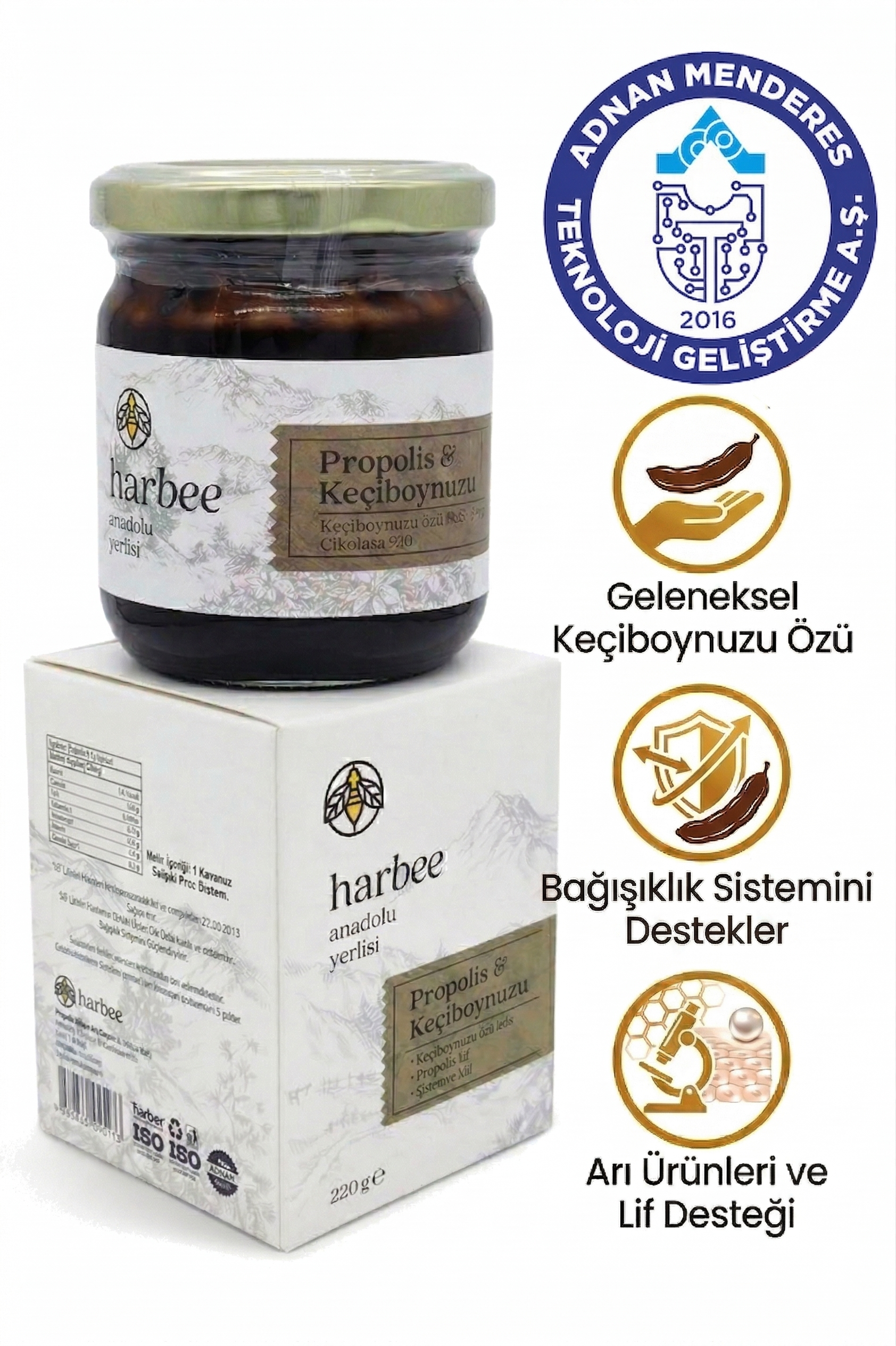 Harbee Propolisli Keçiboynuzu Özü-Doğal Besleyici Karışım 220 gr