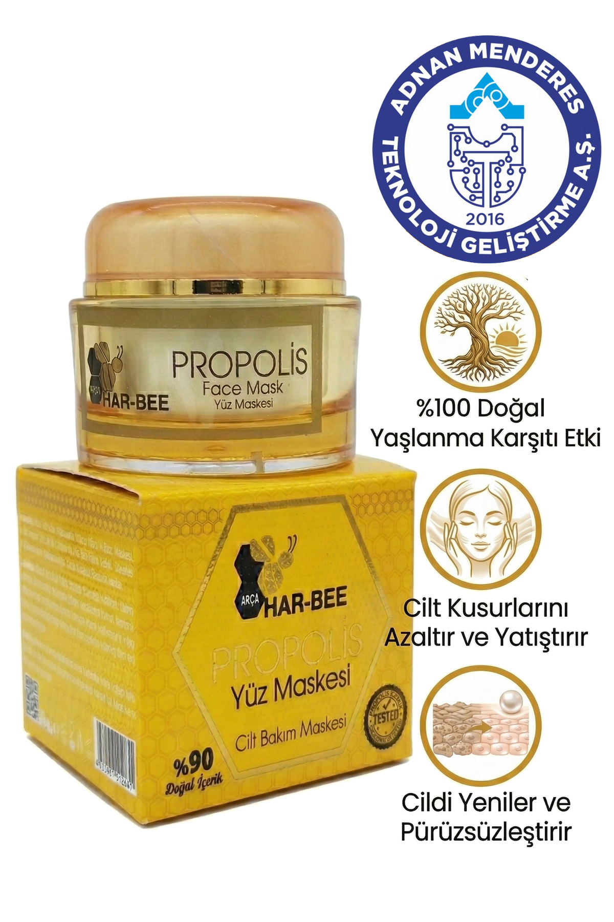 Harbee Propolisli Yüz Maskesi - Arındırıcı, Onarıcı  ve Canlandırıcı Doğal Cilt Bakımı 50ml