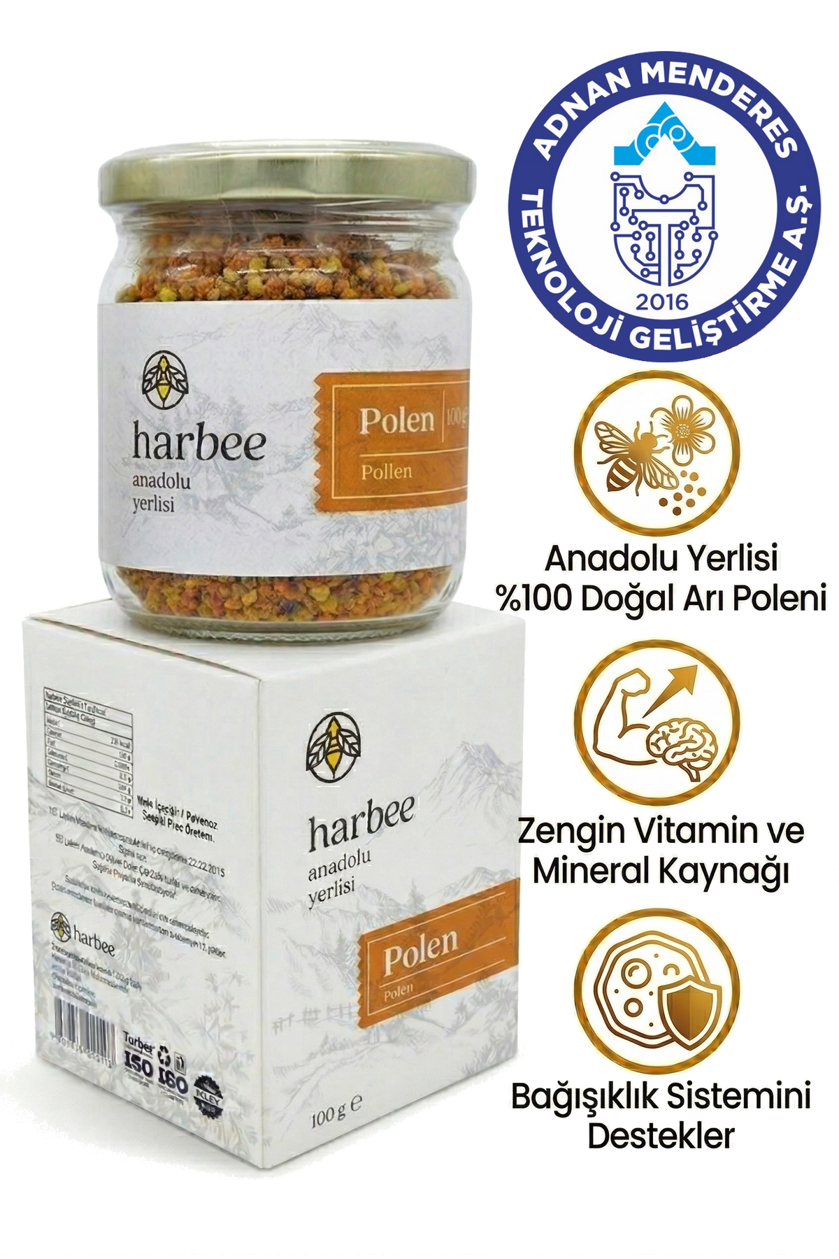 Harbee %100 Doğal Arı Poleni - Yüksek Protein ve Vitamin Kaynağı - Bağışıklık Güçlendirici 100gr