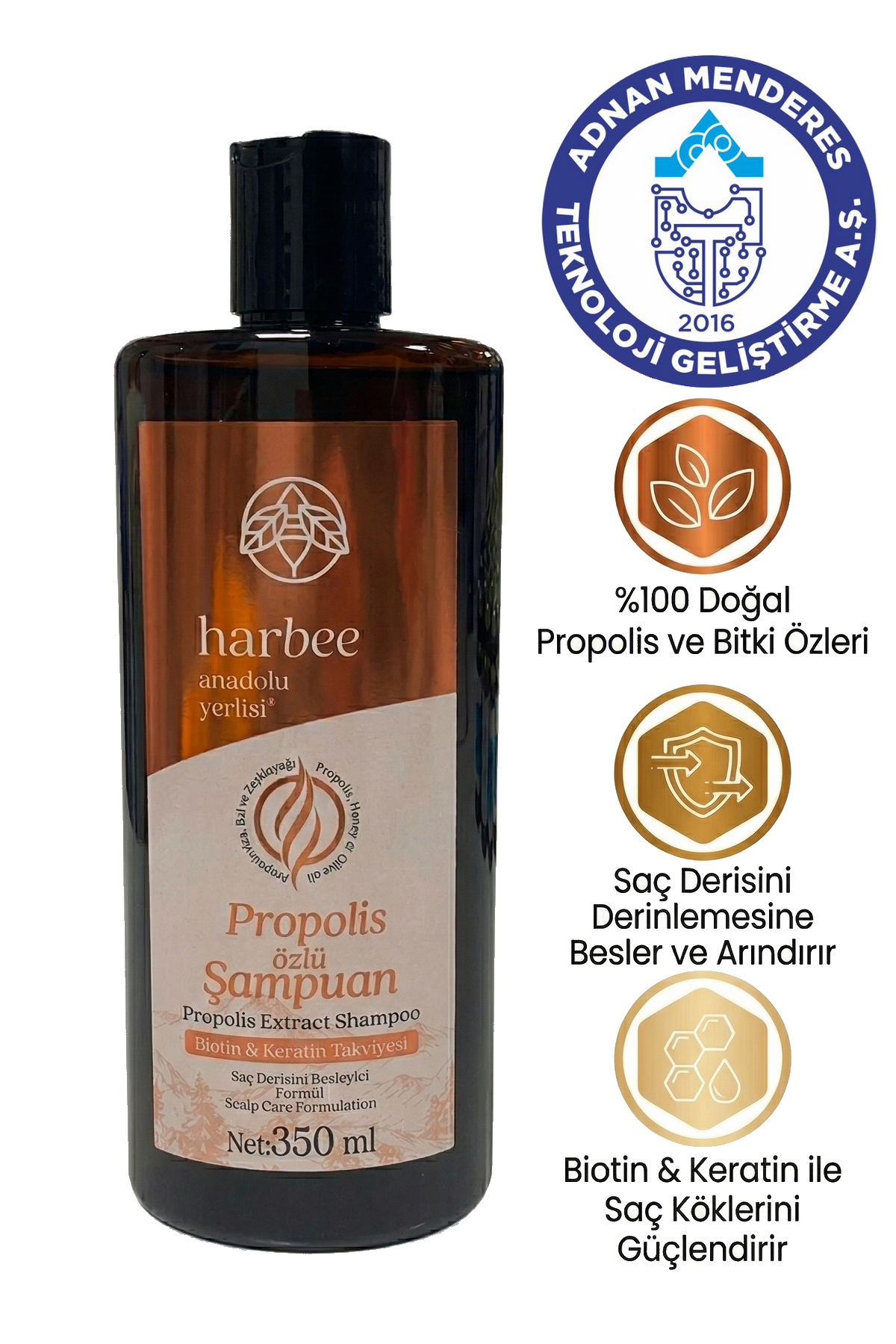 Harbee Propolisli Şampuan - Besleyici Onarıcı Canlandırıcı Doğal 350ml