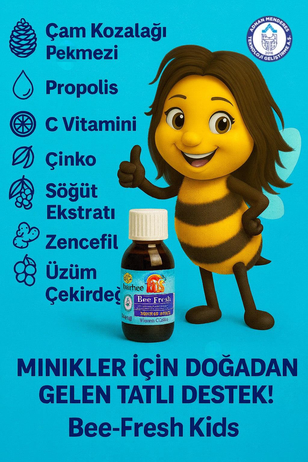 Bee-Fresh Kids Bal & Propolis Şurup 150 ml – C Vitamini ve Çinko Katkılı Takviye Edici Gıda
