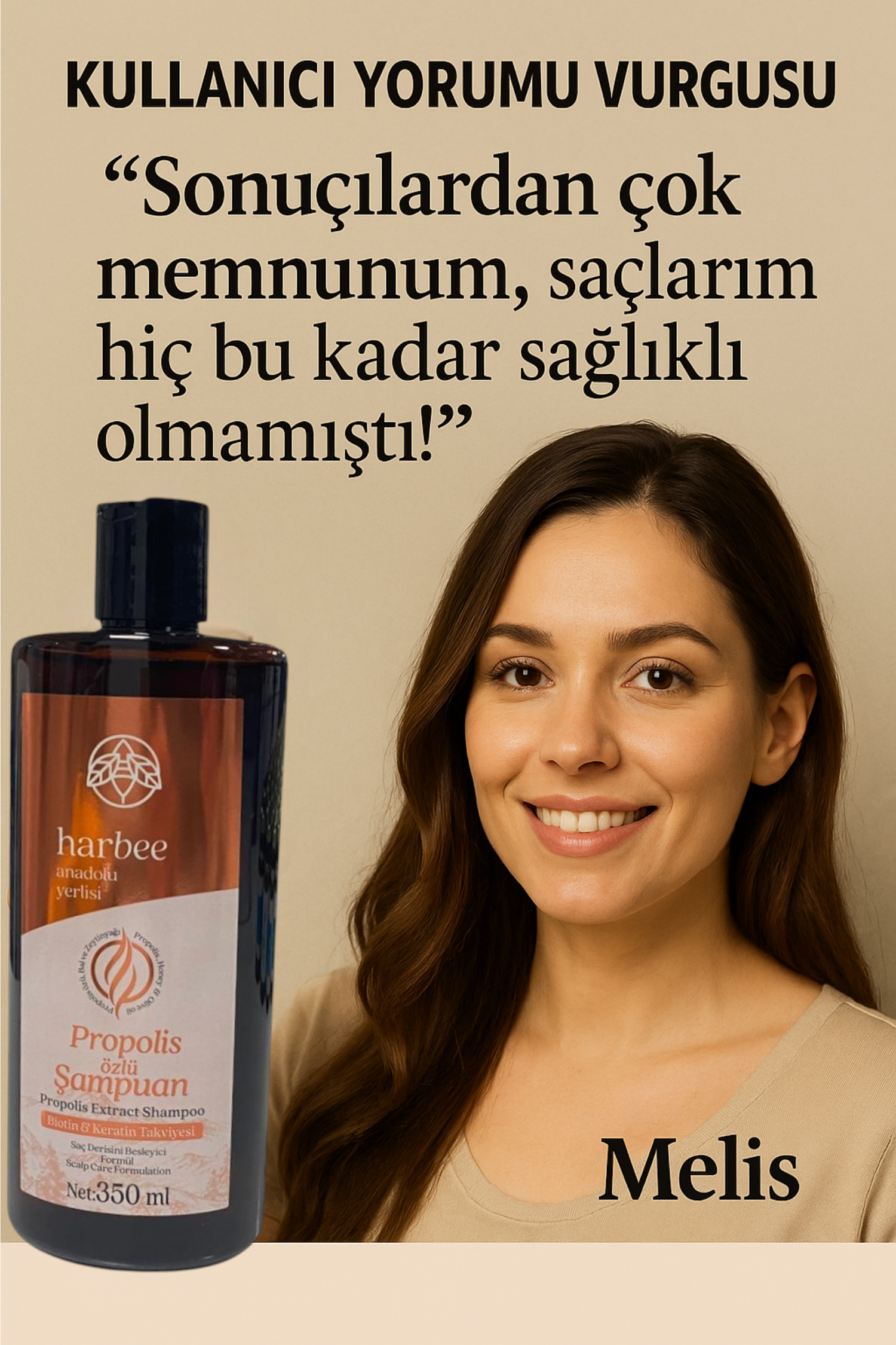 Propolis Özlü Şampuan 350ml Tüm Saç Tipleri İçin Besleyici Onarıcı - Harbee