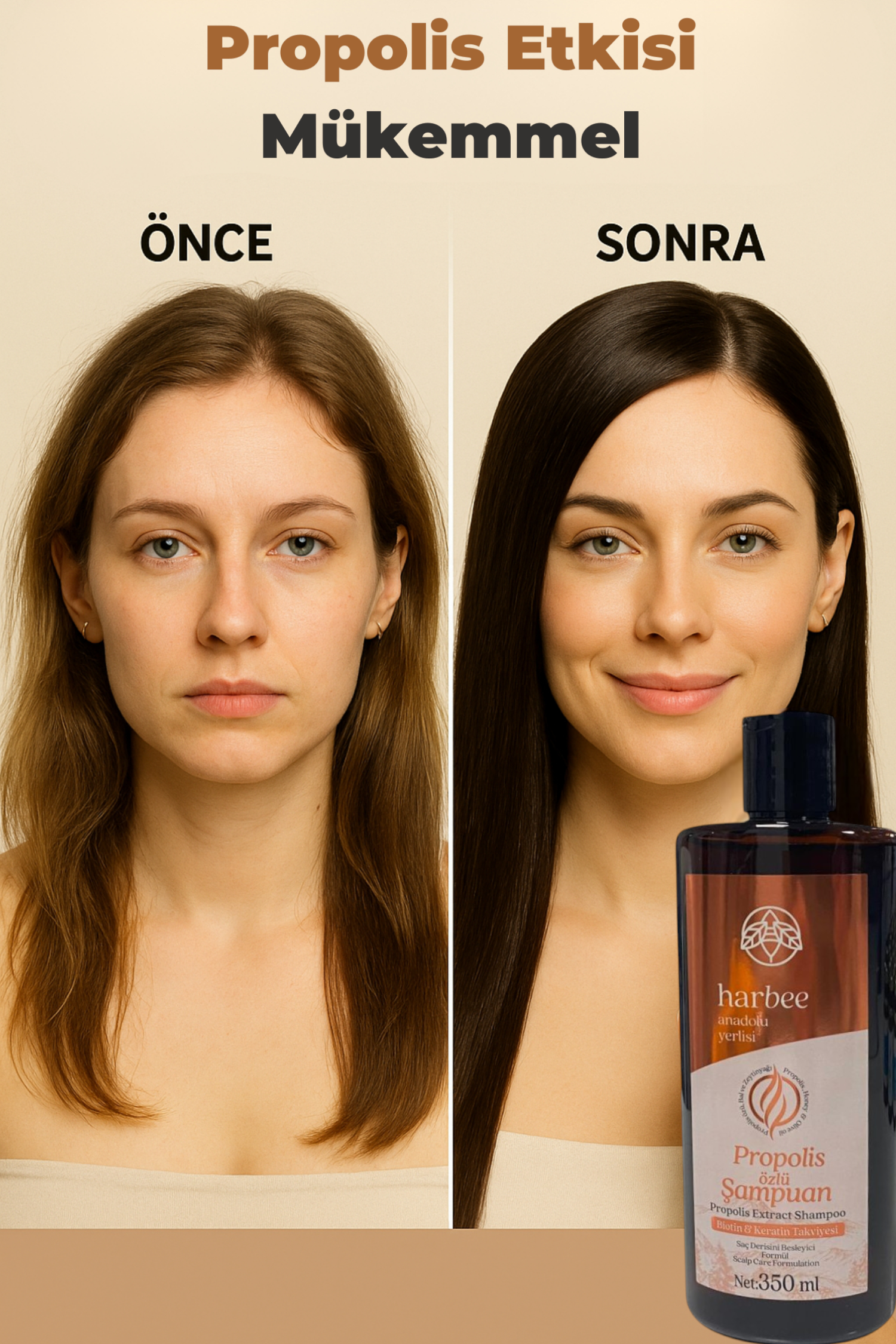 Propolis Özlü Şampuan 350ml Tüm Saç Tipleri İçin Besleyici Onarıcı - Harbee
